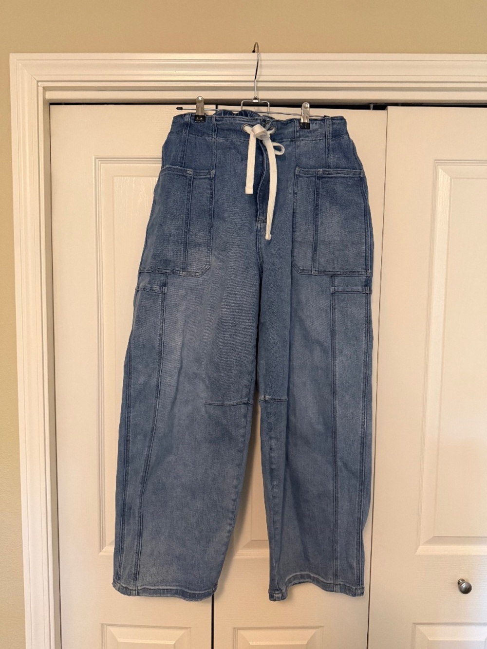 RISEN High Rise Cargo Wide Leg Jeans